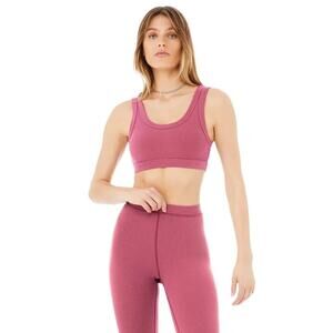 Alo Yoga Wellness Bra Women’s XS Raspberry Sorbet Pink Sports Performance Ribbed